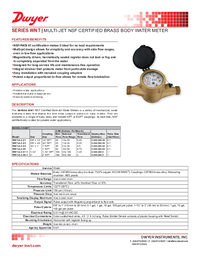 Thumbnail of document Data Sheet - WNT Multi-Jet NSF Cert. Brass Body Water Meter